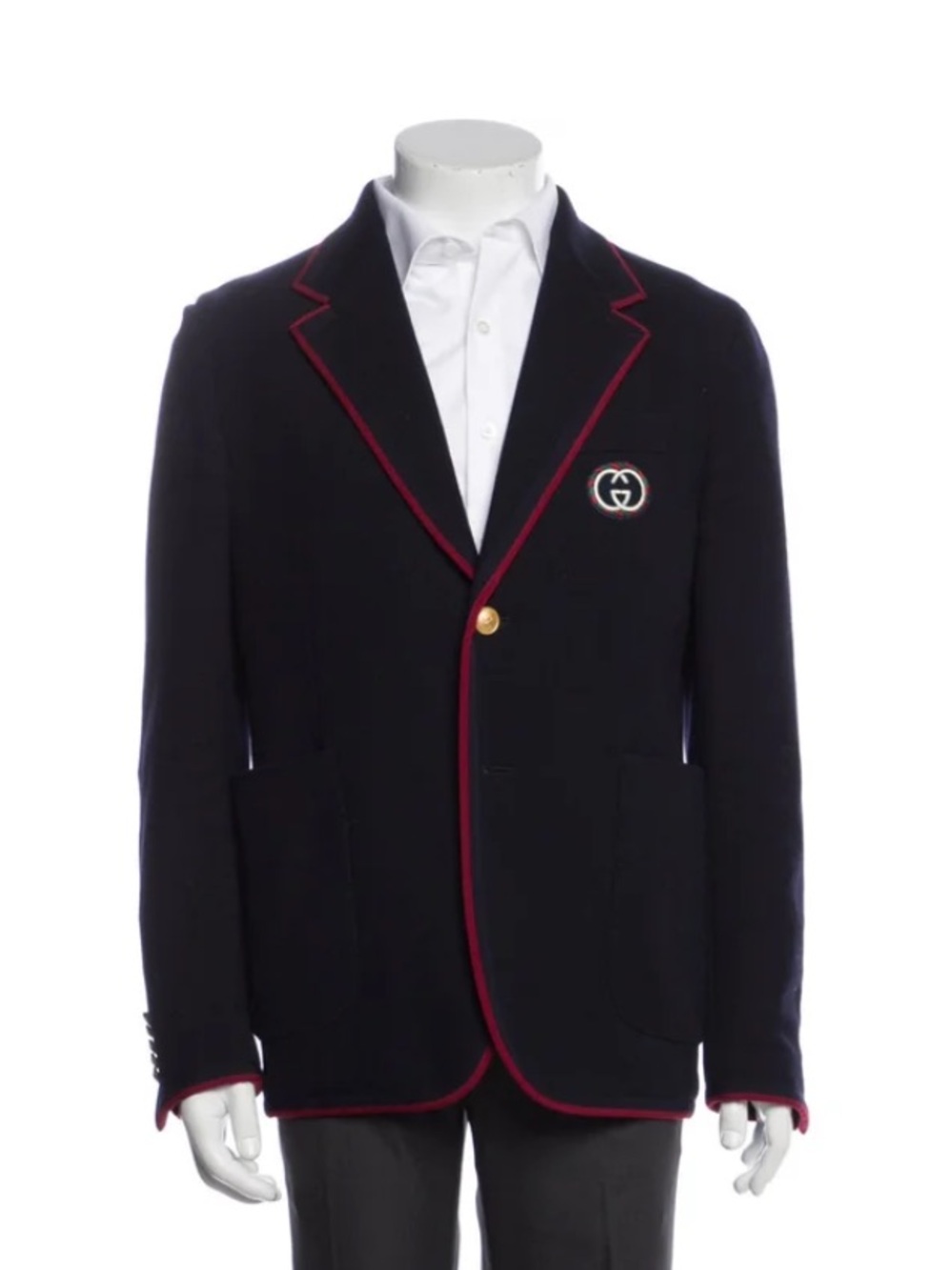 Gucci Black Blazer with Red Trim and Gold Button